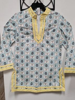 NWT I Miei Amici Women's Tunic Top Sz S Cotton Made In USA Coastal Resort Beach